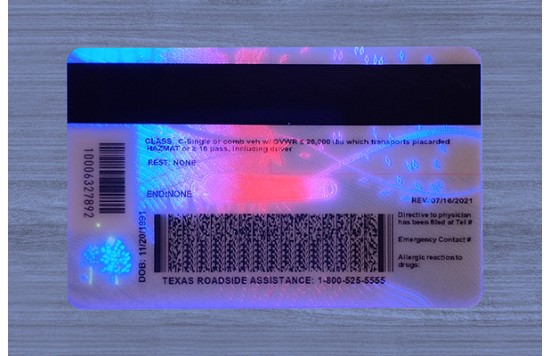 Texas Fake id front side