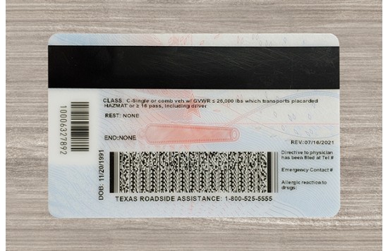 Texas Fake id front side