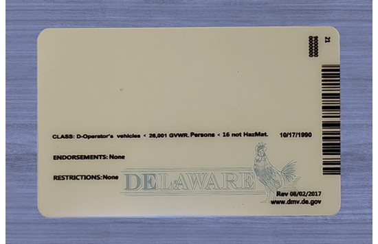 Delaware Fake id front side