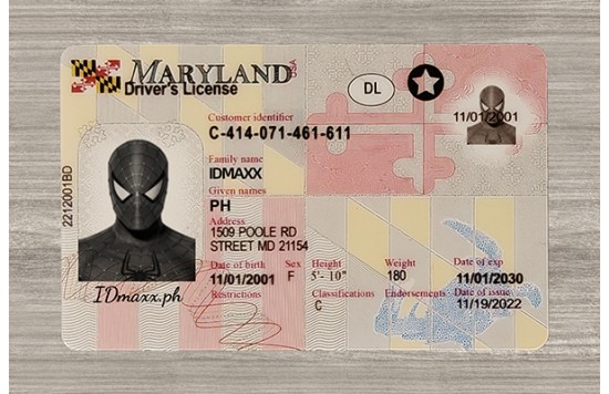Maryland Fake id front side