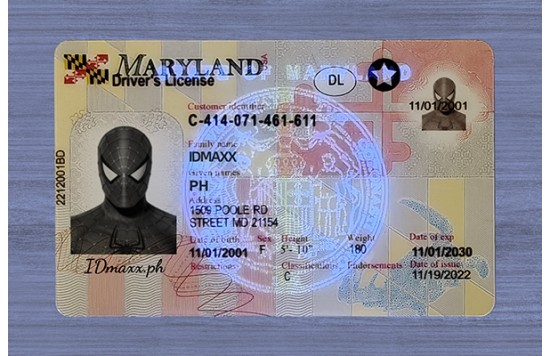 Maryland Fake id front side