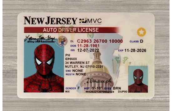 New Jersey Fake id front side