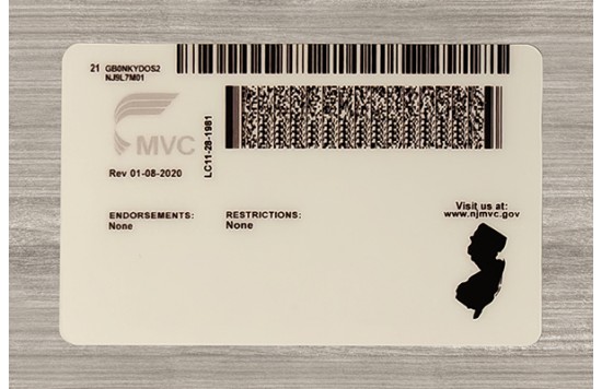New Jersey Fake id front side