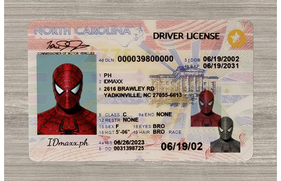 North Carolina Fake id front side