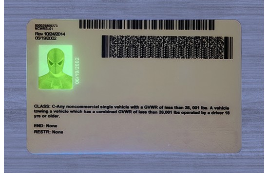 North Carolina Fake id front side