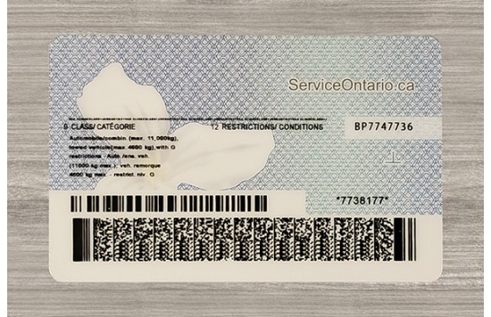 Ontario Fake id front side